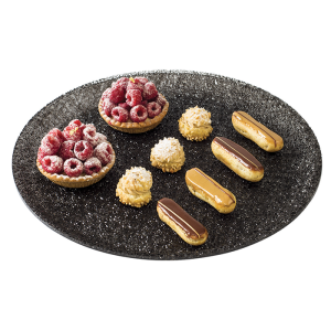 PLAT PAP ROND CRYSTAL NOIR D34