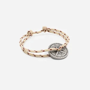Bracelet Vieilli Bora Beige et Rouge, Rose des Vents