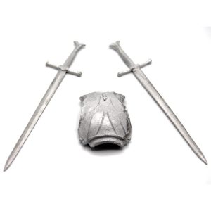 Armure médiévale avec deux épées