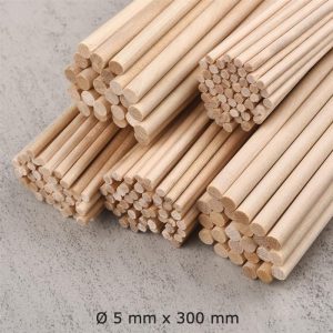 Baguettes rondes en bois Ø 5 mm x 300 mm