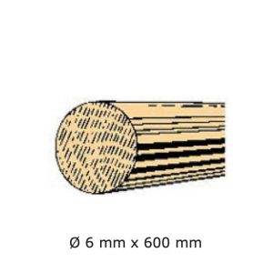 Baguettes rondes en bois Ø 6 mm x 600 mm