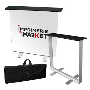 Comptoir d&rsquo;exposition LED compact avec impression personnalisé  (recto-verso)