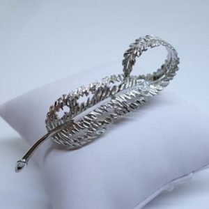 Broche argent façon plume ajourée