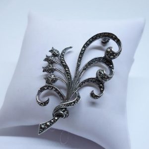 Broche argent clochettes pavage marcasites