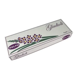 Fleurs – Glaïeuls violets en boite imprimée