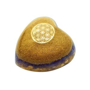Orgonite Cœur Améthyste – Fleur de vie