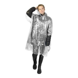 Poncho jetable pour la pluie avec pochette de rangement personnalisée