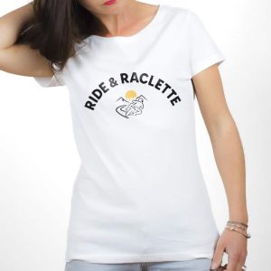 T-SHIRT FEMME : Ride & Raclette – Motard