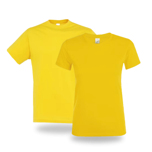 T-shirt jaune col rond Logo en quadri sur le Coeur