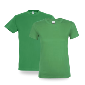 T-shirt vert col rond Logo en quadri sur le Coeur