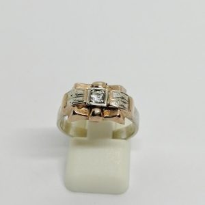 Bague or/argent, bicolore et pierre blanche, 1920-25.