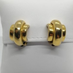 Boucles d&rsquo;oreilles clip en laiton, modèle très typé 1940.