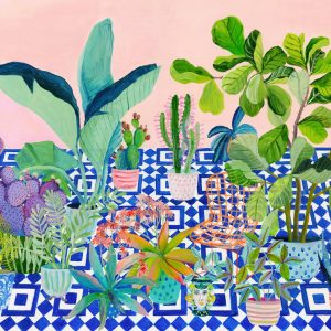 Illustration Blue tiled garden