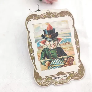 Carte postale ou Chromo à transformation par tirette papier
