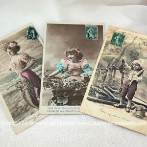Lot 3 cartes postales anciennes Poisson 1er Avril