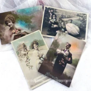 Lot de 4 cartes postales anciennes Joyeuses Pâques