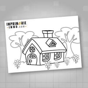 Dessin maison pour enfant à colorier, modèle WEST avec création