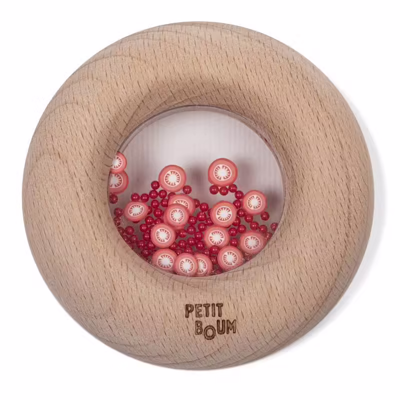 Hochet Sensoriel Donut à la Tomate, Petit Boum