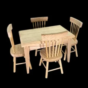 Ensemble de 4 chaises de cuisine avec table – Bois brut