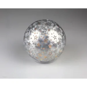 Boule lumineuse rotative “Stars” argent scintillant 12 cm, AM Design