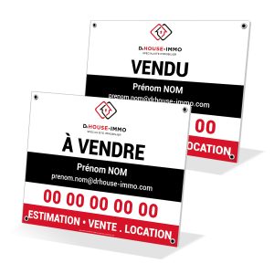 Panneau Dr House immo en Akilux 60 x 80 cm 2 faces Epaisseur 3,5 mm avec 4 oeillets