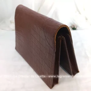 Original porte document vintage croute de cuir croco