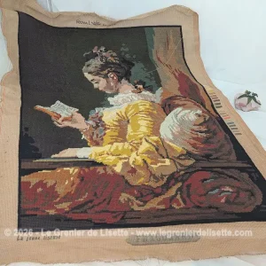 Grande tapisserie canevas vintage La Jeune Liseuse Fragonard
