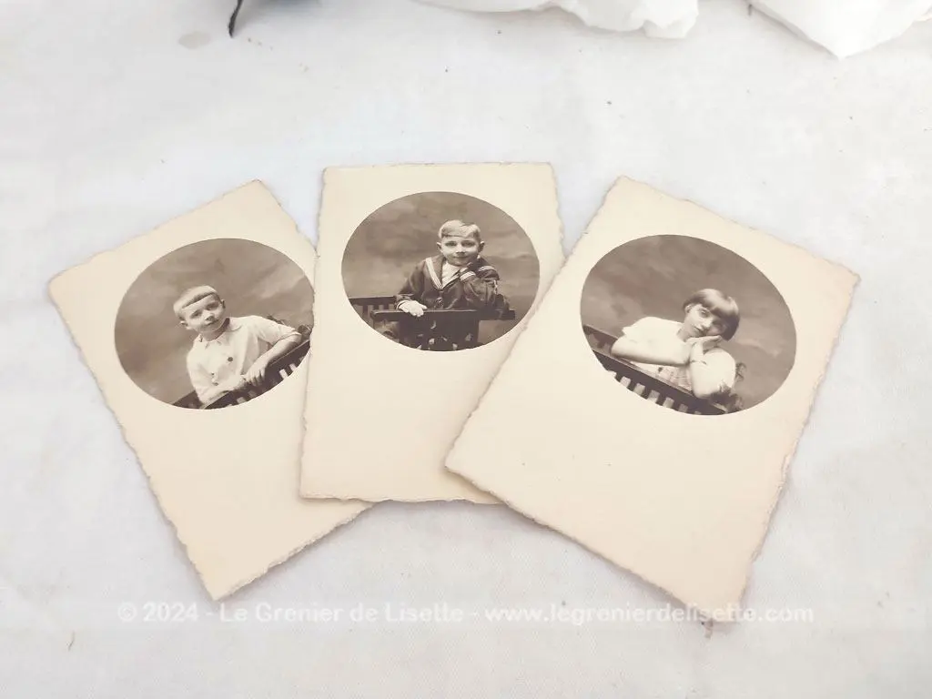 Lot 3 belles photos anciennes enfants carte postale – Image 3