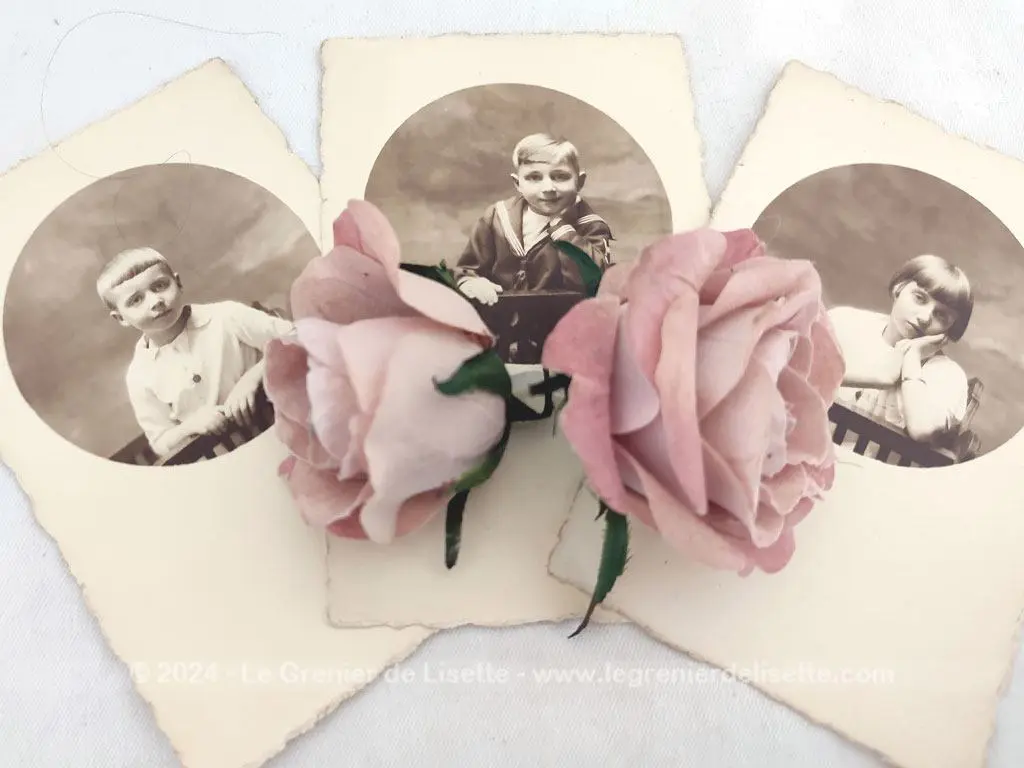 Lot 3 belles photos anciennes enfants carte postale – Image 2