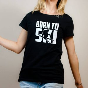 T-SHIRT FEMME : BORN TO SKI