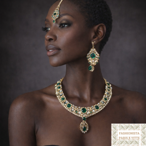 Parure Bijoux Inde argentée et verte