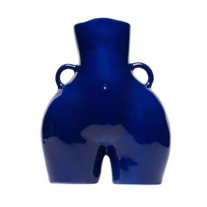 Anissa Kermiche – Vase en faïence bleu océan brillant 31 cm Love Handles – Anissa Kermiche