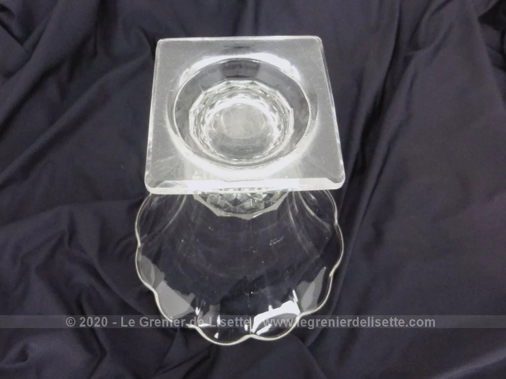 Vase en verre forme corolle sur socle carré – Image 6
